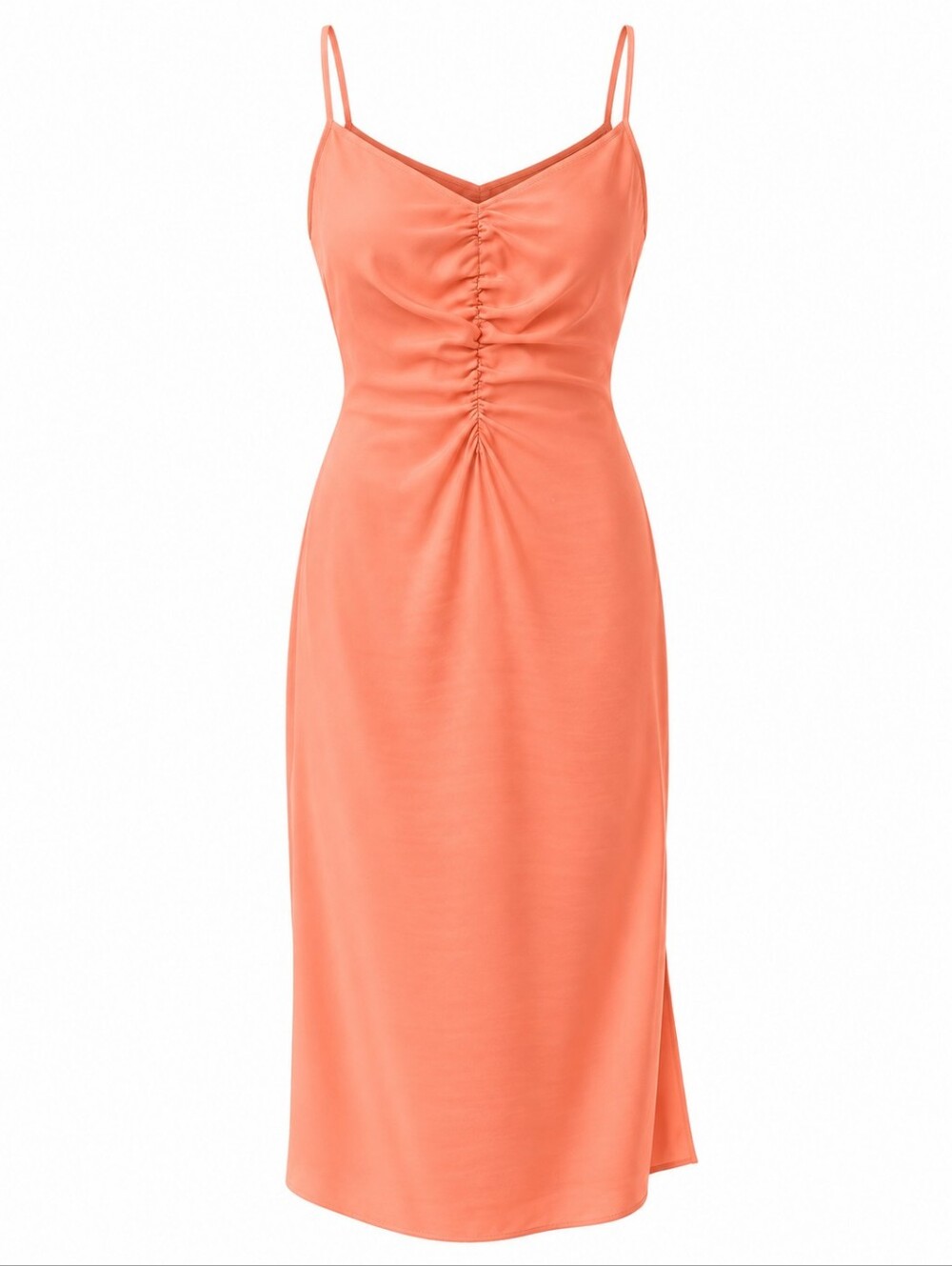 Nine West Coral Ruched Midi Dress Adjustable Straps - Size XL